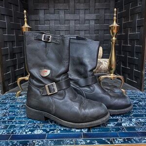 Red Wing Engineer Motorcycle Boots Size 11 D in Black Leather 968